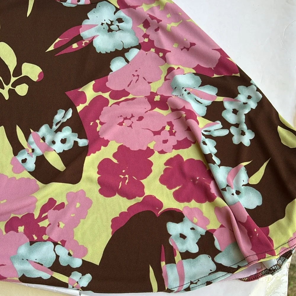 Vintage Y2K Pink Floral Colorful Asymmetrical Dress Bias Fairy Betsey Johnson S - Picture 5 of 17